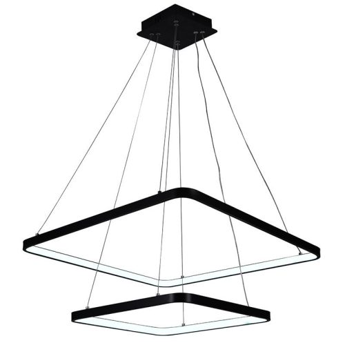 LED design mennyezeti lámpa 90W, 7600Lm, 3000–6500K állítható, IP20, 400+600mm, fekete - J4306/B