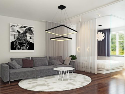 LED design mennyezeti lámpa 90W, 7600Lm, 3000–6500K állítható, IP20, 400+600mm, fekete - J4306/B