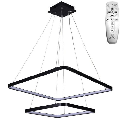 LED design mennyezeti lámpa 90W, 7600Lm, 3000–6500K állítható, IP20, 400+600mm, fekete - J4306/B