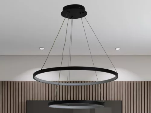 LED design mennyezeti lámpa 75W, 6100Lm, 3000–6500K állítható, IP20, 400+600mm - J4307/B