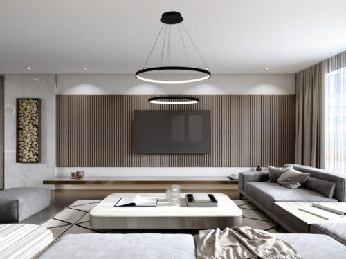 LED design mennyezeti lámpa 75W, 6100Lm, 3000–6500K állítható, IP20, 400+600mm - J4307/B