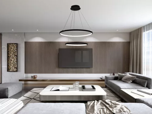 LED design mennyezeti lámpa 75W, 6100Lm, 3000–6500K állítható, IP20, 400+600mm - J4307/B