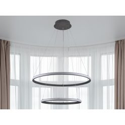   LED design mennyezeti lámpa 75W, 6100Lm, 3000–6500K állítható, IP20, 400+600mm, fekete - J4307/S