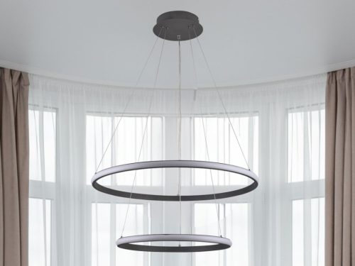 LED design mennyezeti lámpa 75W, 6100Lm, 3000–6500K állítható, IP20, 400+600mm, fekete - J4307/S