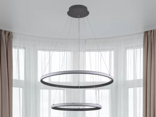 LED design mennyezeti lámpa 75W, 6100Lm, 3000–6500K állítható, IP20, 400+600mm, fekete - J4307/S