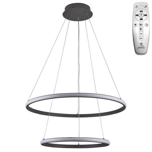 LED design mennyezeti lámpa 75W, 6100Lm, 3000–6500K állítható, IP20, 400+600mm, fekete - J4307/S