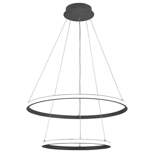 LED design mennyezeti lámpa 75W, 6100Lm, 3000–6500K állítható, IP20, 400+600mm, fekete - J4307/S