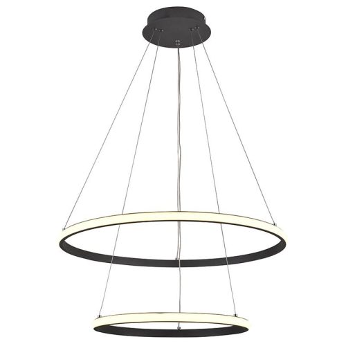 LED design mennyezeti lámpa 75W, 6100Lm, 3000–6500K állítható, IP20, 400+600mm, fekete - J4307/S