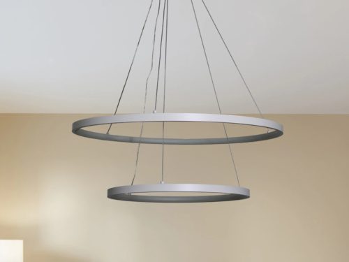 LED design mennyezeti lámpa 75W, 6100Lm, 3000–6500K állítható, IP20, 400+600mm, fehér - J4307/W