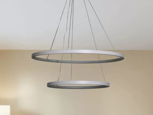 LED design mennyezeti lámpa 75W, 6100Lm, 3000–6500K állítható, IP20, 400+600mm, fehér - J4307/W