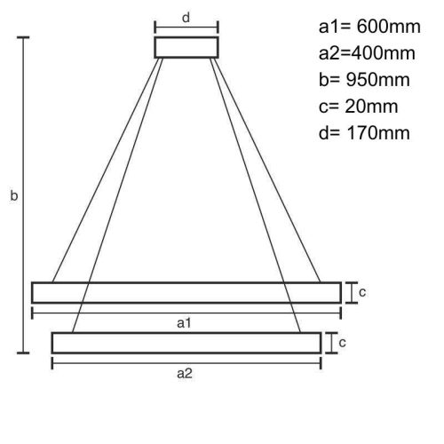 LED design mennyezeti lámpa 75W, 6100Lm, 3000–6500K állítható, IP20, 400+600mm, fehér - J4307/W