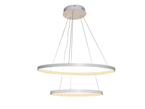 LED design mennyezeti lámpa 75W, 6100Lm, 3000–6500K állítható, IP20, 400+600mm, fehér - J4307/W