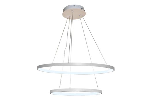 LED design mennyezeti lámpa 75W, 6100Lm, 3000–6500K állítható, IP20, 400+600mm, fehér - J4307/W