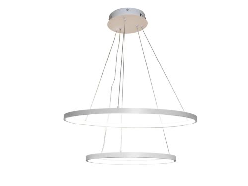 LED design mennyezeti lámpa 75W, 6100Lm, 3000–6500K állítható, IP20, 400+600mm, fehér - J4307/W