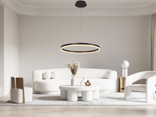 LED design mennyezeti lámpa 42W, 2800lm, 3000-6500K, IP20, barna fém-akril - J4308/BR
