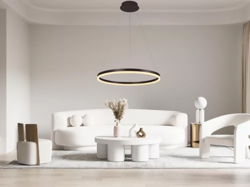 LED design mennyezeti lámpa 42W, 2800lm, 3000-6500K, IP20, barna fém-akril - J4308/BR