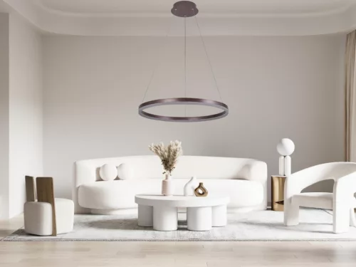 LED design mennyezeti lámpa 42W, 2800lm, 3000-6500K, IP20, barna fém-akril - J4308/BR