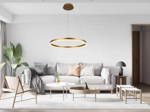 LED design mennyezeti lámpa 42W, 2800lm, 3000-6500K, IP20, arany fém-akril - J4308/G