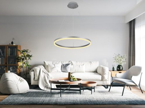 LED design mennyezeti lámpa 42W, 2800lm, 3000-6500K, IP20, ezüst fém-akril - J4308/S