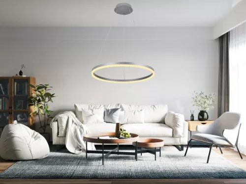 LED design mennyezeti lámpa 42W, 2800lm, 3000-6500K, IP20, ezüst fém-akril - J4308/S