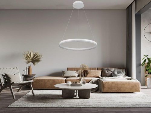 LED design mennyezeti lámpa 42W, 2800lm, 3000-6500K, IP20, fehér fém-akril - J4308/W