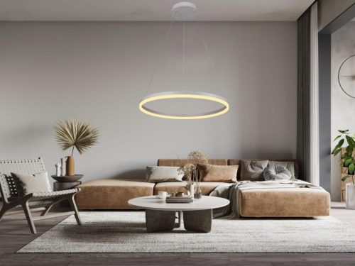 LED design mennyezeti lámpa 42W, 2800lm, 3000-6500K, IP20, fehér fém-akril - J4308/W