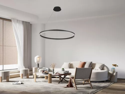 LED design mennyezeti lámpa 55W, 3700lm, 3000-6500K, IP20, fekete fém-akril - J4309/B