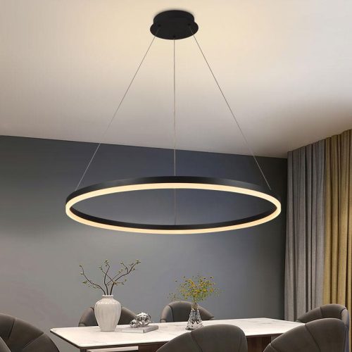 LED design mennyezeti lámpa 55W, 3700lm, 3000-6500K, IP20, fekete fém-akril - J4309/B
