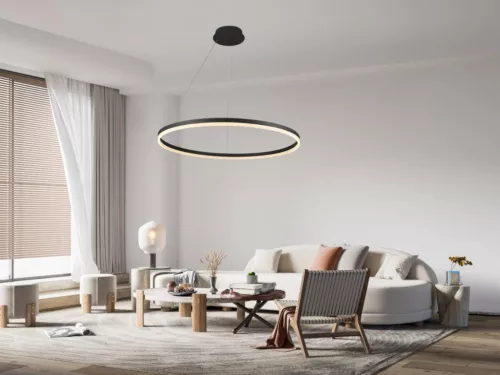 LED design mennyezeti lámpa 55W, 3700lm, 3000-6500K, IP20, fekete fém-akril - J4309/B