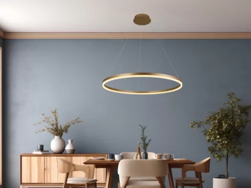 LED design mennyezeti lámpa 55W, 3700lm, 3000-6500K, IP20, arany fém-akril - J4309/G