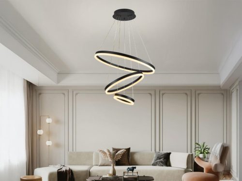 LED design mennyezeti lámpa 85W, 5500 lm, 3000K-6500K, fekete, IP20 - J4312/B