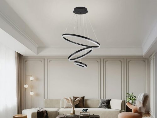 LED design mennyezeti lámpa 85W, 5500 lm, 3000K-6500K, fekete, IP20 - J4312/B