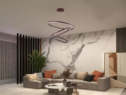 LED mennyezeti lámpa 125W, 8200 lm, 3000–6500K, IP20, barna fém-akril - J4313/BR