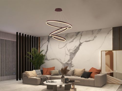 LED mennyezeti lámpa 125W, 8200 lm, 3000–6500K, IP20, barna fém-akril - J4313/BR