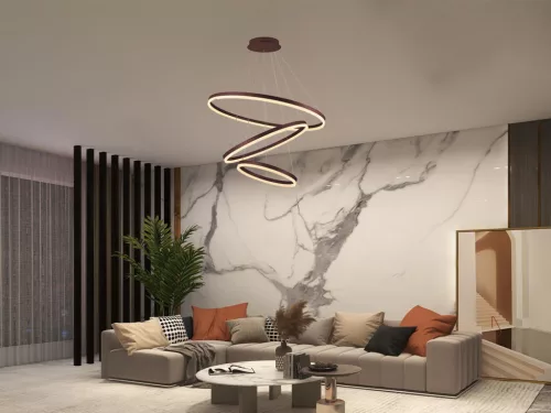 LED mennyezeti lámpa 125W, 8200 lm, 3000–6500K, IP20, barna fém-akril - J4313/BR