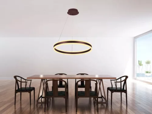 LED mennyezeti lámpa 85W, 5500 lm, 3000–6500K, IP20, barna fém-akril - J4315/BR