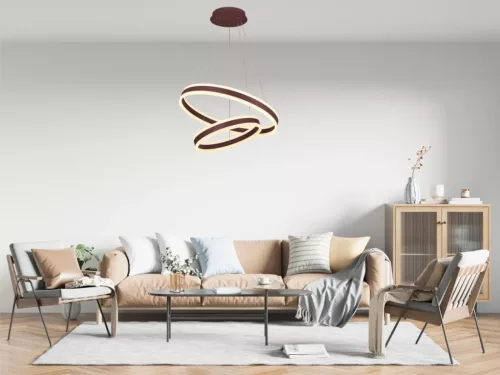 LED mennyezeti lámpa 135W, 9000 lm, 3000–6500K, IP20, barna fém-akril - J4317/BR