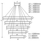 LED design mennyezeti lámpa 420W, változó méret, 3000K–6500K, IP20 - J4319/B