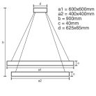 LED design mennyezeti lámpa 90W, 400x400+600x600 mm, 3000K–6500K, IP20 - J4321/B