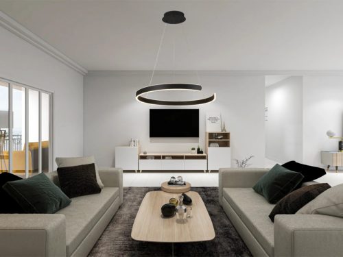 LED design mennyezeti lámpa, 70W, 4800 lm, Ø600 mm, 3000K-6500K, IP20, fekete - J4326/B