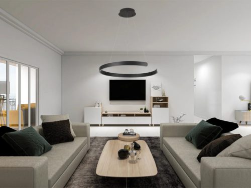 LED design mennyezeti lámpa, 70W, 4800 lm, Ø600 mm, 3000K-6500K, IP20, fekete - J4326/B