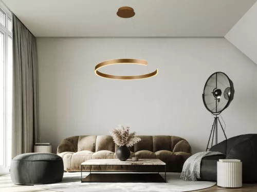 LED design mennyezeti lámpa 70W, Ø600 mm, 3000K–6500K, IP20, arany - J4326/G