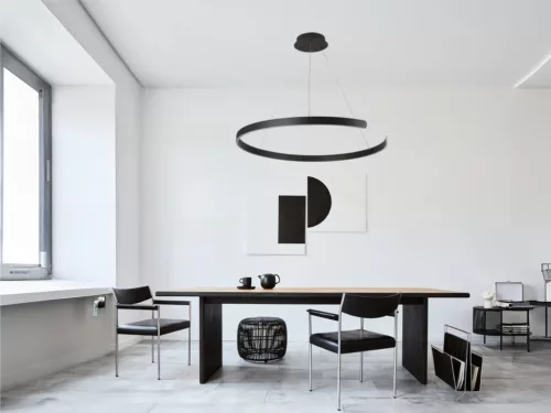 LED design mennyezeti lámpa, 100W, 6500 lm, Ø800 mm, 3000K-6500K, IP20, fekete - J4327/B