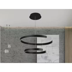   LED design mennyezeti lámpa, 120W, 7800 lm, 400+600 mm, 3000K-6500K, IP20, fekete - J4328/B