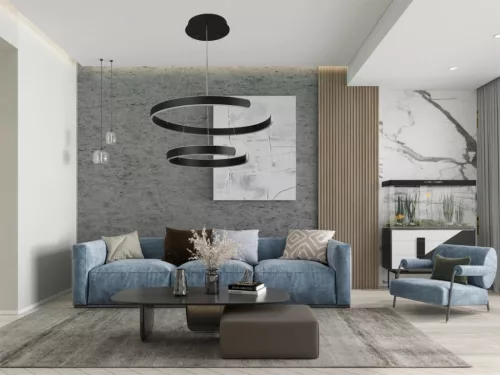 LED design mennyezeti lámpa, 120W, 7800 lm, 400+600 mm, 3000K-6500K, IP20, fekete - J4328/B