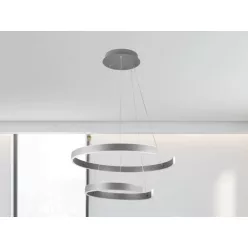   LED design mennyezeti lámpa, 120W, 7800 lm, 400+600 mm, 3000K-6500K, IP20, ezüst - J4328/S