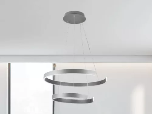 LED design mennyezeti lámpa, 120W, 7800 lm, 400+600 mm, 3000K-6500K, IP20, ezüst - J4328/S