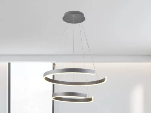 LED design mennyezeti lámpa, 120W, 7800 lm, 400+600 mm, 3000K-6500K, IP20, ezüst - J4328/S