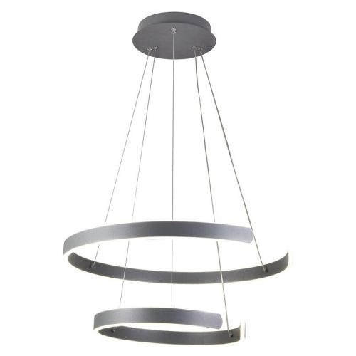 LED design mennyezeti lámpa, 120W, 7800 lm, 400+600 mm, 3000K-6500K, IP20, ezüst - J4328/S