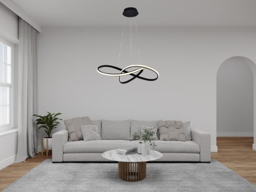 LED design mennyezeti lámpa 70W, 4300 lm, 3000-6500K, IP20, fém-akril, fekete - J4331/B